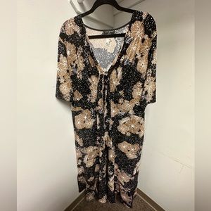 Perfect Flutter Sleeve Tie-Neck Midi Dress